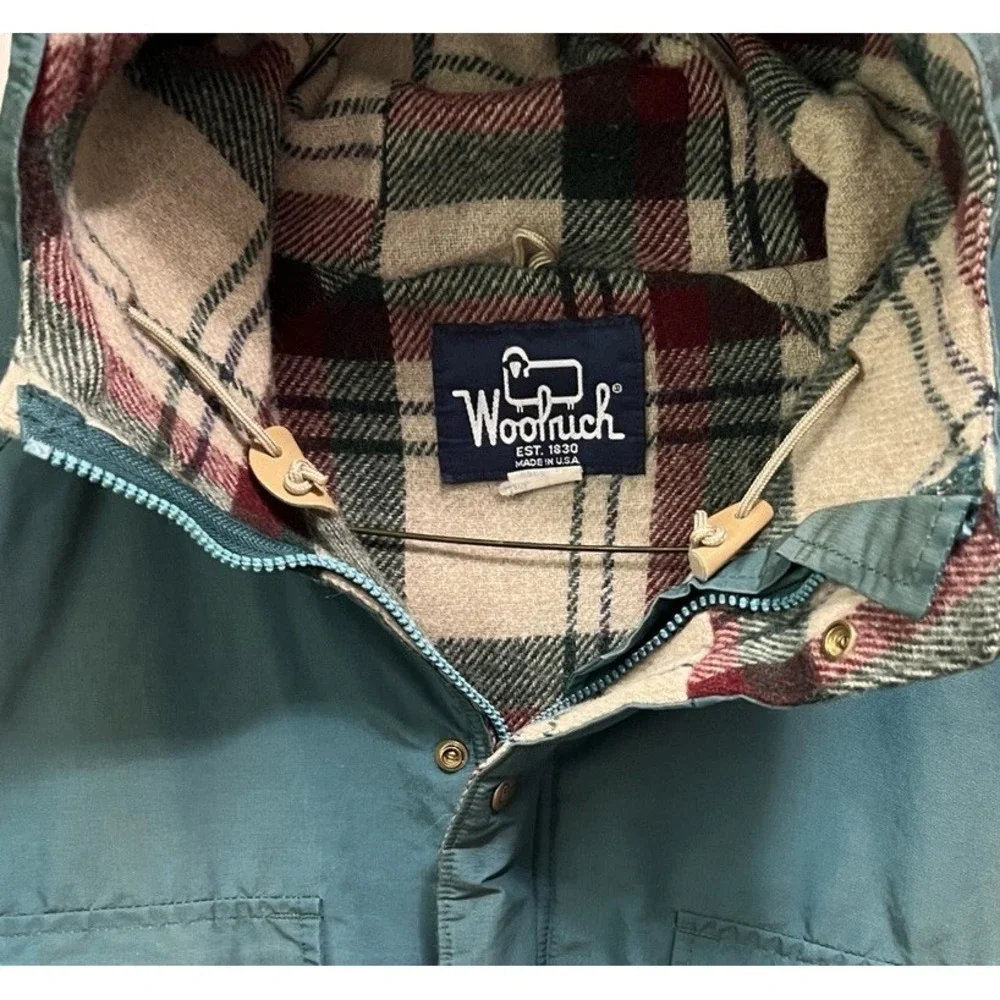 VTG Woolrich Mountain Field Barn Coat 8606 Plaid Wool Blanket Lined Green Mens L
